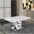 White Marble 5pc Dining Set with Silver Stainless Steel and 4 Chairs