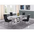White Marble 5pc Dining Set with Silver Stainless Steel and 4 Chairs