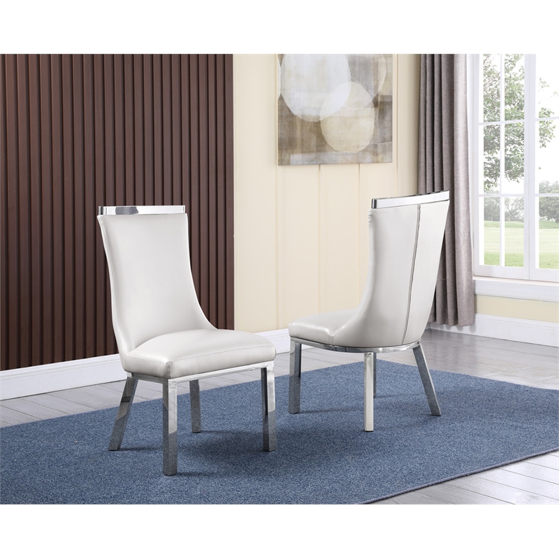 White Marble 5pc Dining Set with Silver Stainless Steel and 4 Chairs