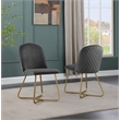 7pc Black Wood Top Dining Set with Gray Velvet Chairs and Gold Base
