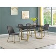 64 x 38 Black Wood Top Dining Table with Gold Painted Base