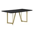64 x 38 Black Wood Top Dining Table with Gold Painted Base