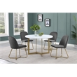 Quilted Back Side Chairs Set of 2 in Dark Gray Velvet and Gold Base