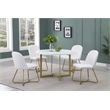 Quilted Back Side Chairs Set of 2 in White Faux Leather and Gold Base