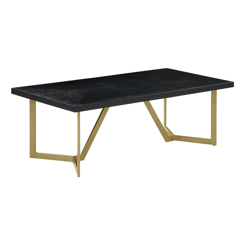 Black Wood Coffee Table with Gold Painted Legs