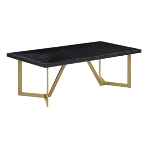 Black Wood Coffee Table with Gold Painted Legs