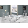Modern Coffee Table with 10mm Clear Tempered Glass and Silver Stainless Steel