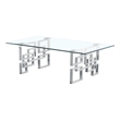 Modern Coffee Table with 10mm Clear Tempered Glass and Silver Stainless Steel