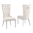 Cream Velvet Upholstered Side Chairs with Stainless Steel Set of 2