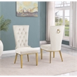 Cream Velvet Upholstered Side Chairs with Gold Stainless Steel Set of 2
