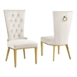 Cream Velvet Upholstered Side Chairs with Gold Stainless Steel Set of 2