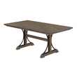 7pc Brown Oak Wood Dining Set with 6 Beige Linen Upholstered Chairs