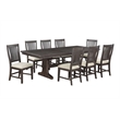 Best Quality Rustic Brown Wood 9pc Dining Set with Beige Chairs