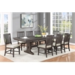 Best Quality Rustic Brown Wood 9pc Dining Set with Beige Chairs
