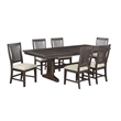Best Quality Rustic Brown Wood 7pc Dining Set with Beige Chairs