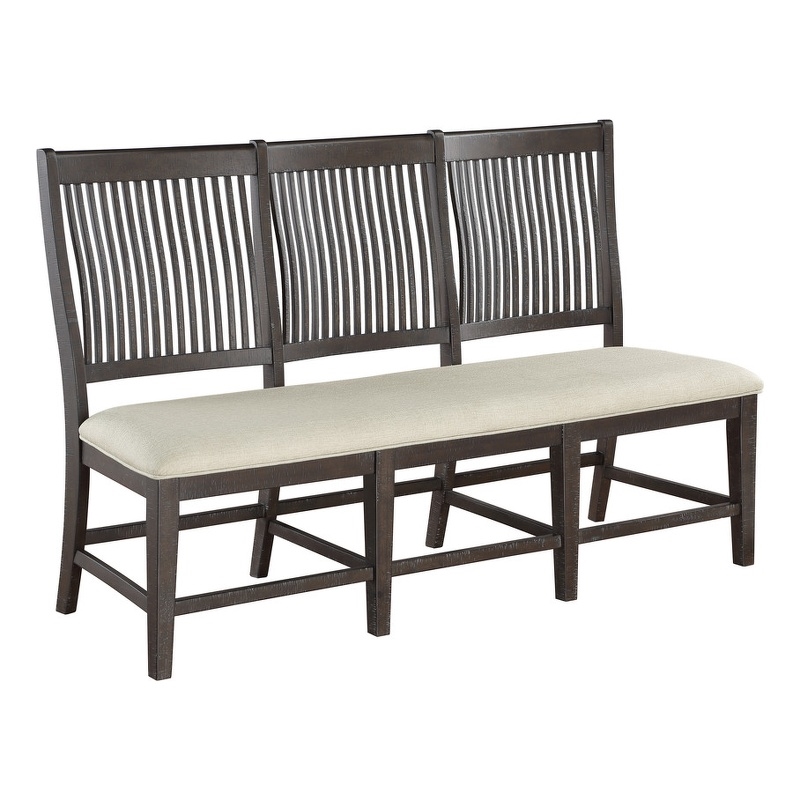 Best Quality Furniture Rustic Brown Wood Dining Bench with Beige Upholstery
