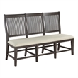 Best Quality Furniture Rustic Brown Wood Dining Bench with Beige Upholstery