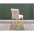Best Quality Set of 2 Bar Stools Cream Velvet w Gold Stainless Steel