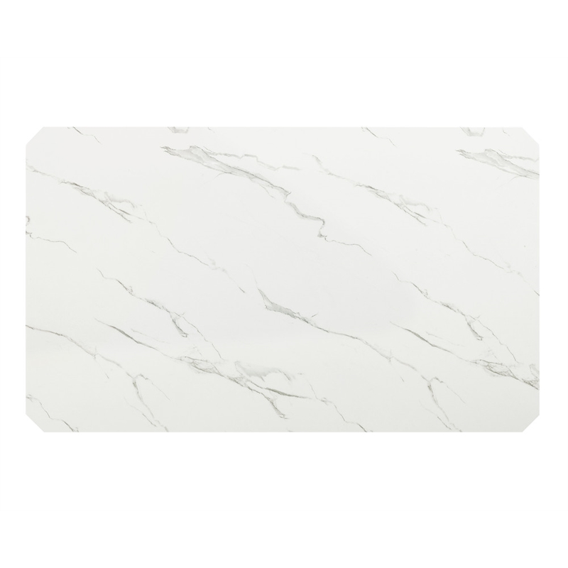 Best Quality Furniture 7-Piece Faux Marble & Fabric Dining Set in White/Gray