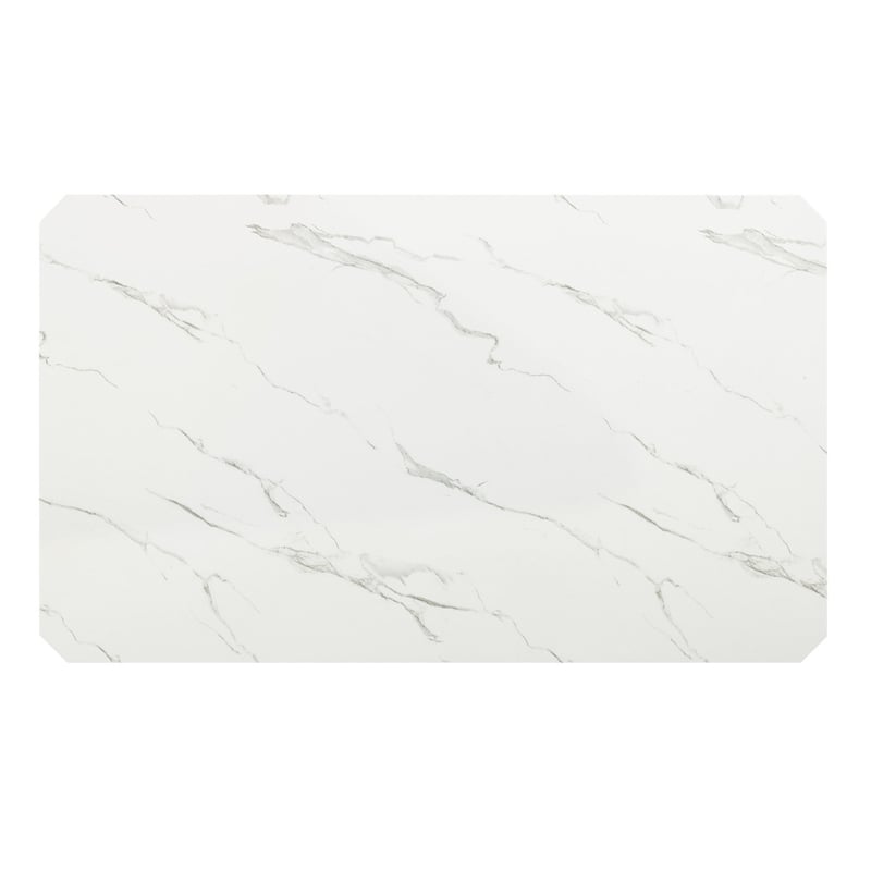 Best Quality Furniture 6-Piece Faux Marble & Fabric Dining Set in White/Gray