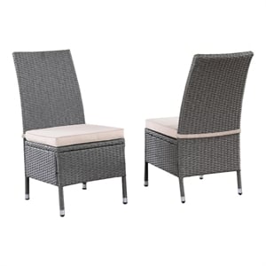 Best Quality Furniture Gray Outdoor PE Rattan Wicker Dining Chairs Set of 2