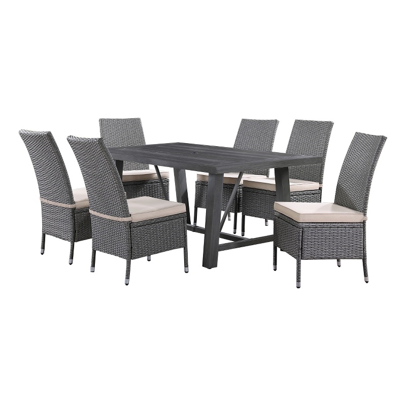 Best Quality Furniture Gray Outdoor Patio Dining Set with Rattan Wicker Chairs