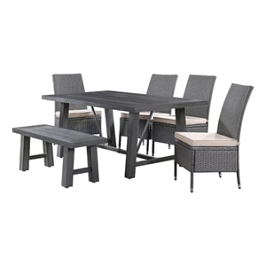 Best Quality Furniture Gray Outdoor Patio Dining Set with Rattan Wicker Chairs