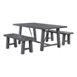Best Quality Furniture Gray Outdoor Patio Dining Set in Aluminum and 2 Benches