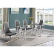 Best Quality Furniture 5pc Tempered Glass Dining Set w Dark Gray Velvet Chairs