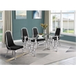 Best Quality Furniture 5pc Tempered Glass Dining Set w Black Velvet Chairs