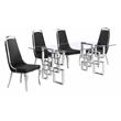 Best Quality Furniture 5pc Tempered Glass Dining Set w Black Velvet Chairs