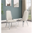 Best Quality Furniture 5pc Tempered Glass Dining Set w Cream Velvet Chairs