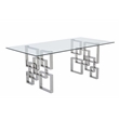Best Quality Furniture 5pc Tempered Glass Dining Set w Cream Velvet Chairs