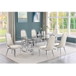 Best Quality Furniture 7pc Tempered Glass Dining Set w Cream Velvet Chairs