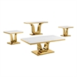 Best Quality Furniture 4-Piece Marble Coffee Table Set in White/Gold