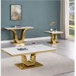 Best Quality Furniture 3-Piece Marble & Stainless Steel Coffee Set in White/Gold