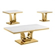 Best Quality Furniture 3-Piece Marble Coffee Table Set in White/Gold