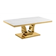 Best Quality Furniture 2-Piece Marble Coffee Table Set in White/Gold