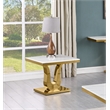 Best Quality Furniture Marble & Stainless Steel Sofa End Table in White/Gold