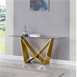 Best Quality Furniture 10mm Clear Tempered Glass Console Table w Gold Steel