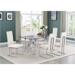 Best Quality Furniture 7-Piece Velvet & Tempered Glass Dining Set in Cream