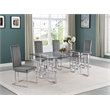 Best Quality Furniture 5-Piece Tempered Glass & Velvet Dining Set in Dark Gray