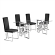 Best Quality Furniture 5-Piece Tempered Glass & Velvet Dining Set in Black