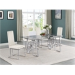 Best Quality Furniture 5-Piece Tempered Glass & Velvet Dining Set in Cream