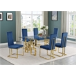 Best Quality Furniture 7-Piece Velvet & Glass Dining Set in Navy Blue and Clear