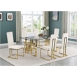 Best Quality Furniture 7-Piece Velvet & Glass Dining Set in Cream and Clear