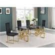 Best Quality Furniture 5-Piece Velvet & Glass Dining Set in Black and Clear