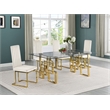 Best Quality Furniture 5-Piece Velvet & Glass Dining Set in Cream and Clear