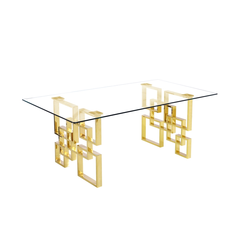 Best Quality Furniture 5-Piece Velvet & Glass Dining Set in Cream and Clear