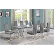 Best Quality Furniture 9-Piece Velvet & Tempered Glass Dining Set in Navy Blue